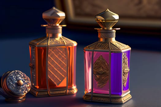 Aromatic Perfume bottles.  Fragrance Bottles.  Generative AI.