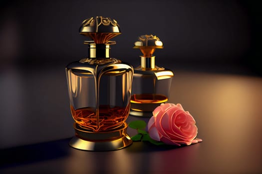 Aromatic Perfume bottles.  Fragrance Bottles.  Generative AI.