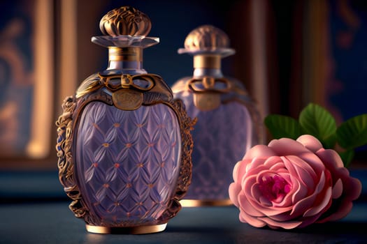 Aromatic Perfume bottles.  Fragrance Bottles.  Generative AI.