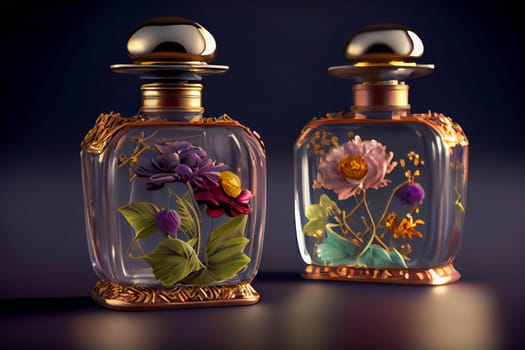 Aromatic Perfume bottles.  Fragrance Bottles.  Generative AI.