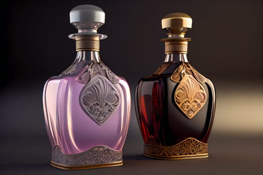 Aromatic Perfume bottles.  Fragrance Bottles.  Generative AI.