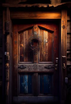 Beautiful Wooden Door. Generative AI.