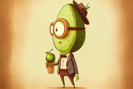 Cartoon avocado concept.  Generative AI.