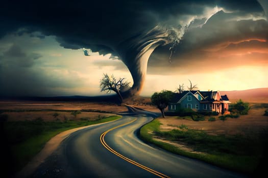 Capturing the Moment of a Catastrophic Tornado.  The Power of Nature.  Generative AI.