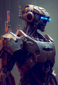 Futuristic Robot Soldier.  Military robot.  Generative AI.