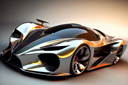 Futuristic hi tech sports car.  Modern future car.  Futuristic concept.  Generative AI.