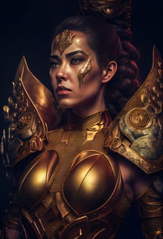 Furious Female Warrior. Hostile Woman Soldier. Generative AI