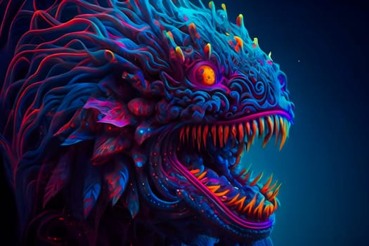 Horror Poster.  Mystical head.  psychedelic monster.  Generative AI.