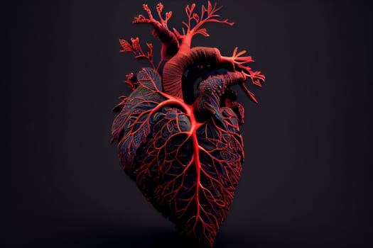illustration Anatomy of Human Heart.  Generative AI.