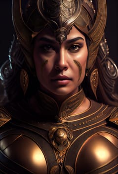 Furious Female Warrior. Hostile Woman Soldier. Generative AI