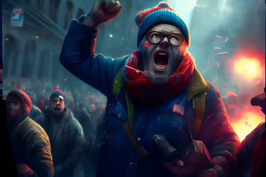 People Protesting in the Streets.   Crowds Demonstrating for Their Rights. Generative AI