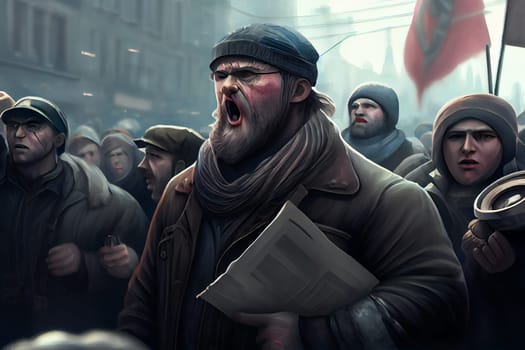 People Protesting in the Streets.   Crowds Demonstrating for Their Rights. Generative AI