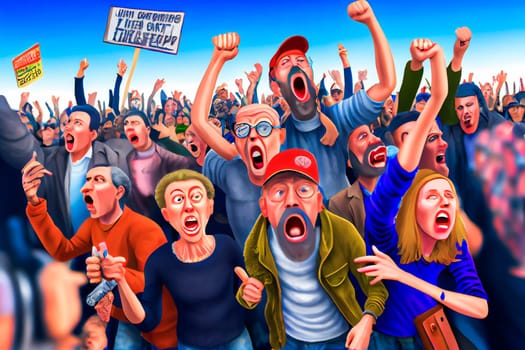 People Protesting in the Streets.   Crowds Demonstrating for Their Rights. Generative AI