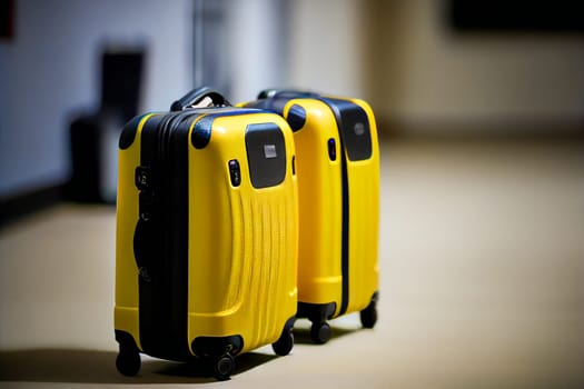 Plastic Travel Suitcases.  The concept of vacation and travel.  Generative AI.