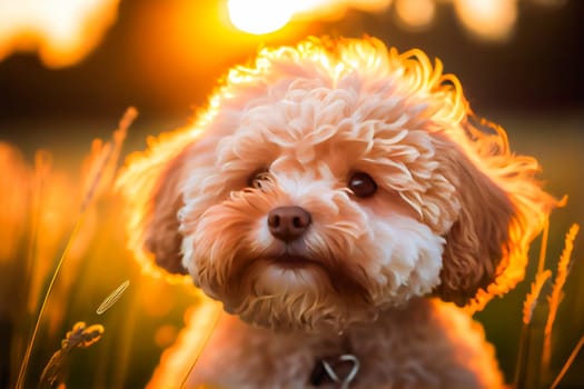 Portrait Of Maltipoo.  Generative AI.