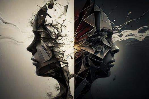 Powerful Visual Depiction of Contested Soul-Body Agreement.  Mind-Blowing Visual Depiction of Unresolved Conflicts. Generative AI