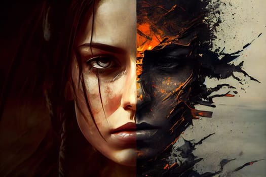 Powerful Visual Depiction of Contested Soul-Body Agreement.  Mind-Blowing Visual Depiction of Unresolved Conflicts. Generative AI