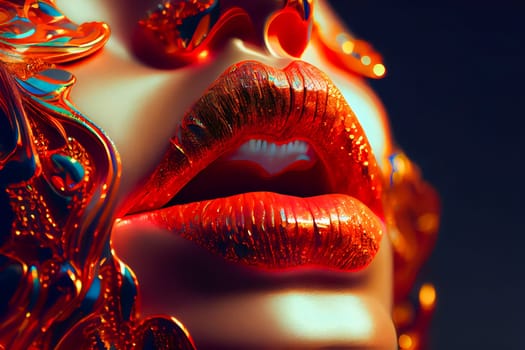 Radiant Red Lips with Brilliant White Teeth. Generative AI.