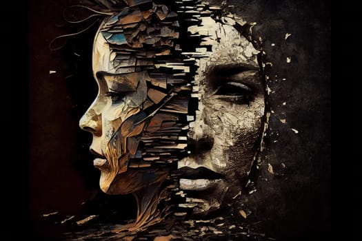 Powerful Visual Depiction of Contested Soul-Body Agreement.  Mind-Blowing Visual Depiction of Unresolved Conflicts. Generative AI