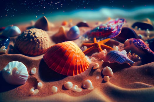 Close-Up Of Seashells Underwater.  Generative AI.