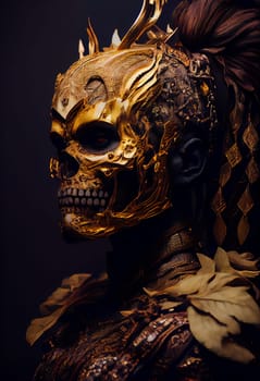 Spartan warrior skull in helmet.  skull viking fighter.  Generative AI.