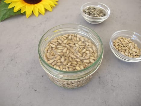 Soaked sunflower seeds, seeds from sunflowers in water
