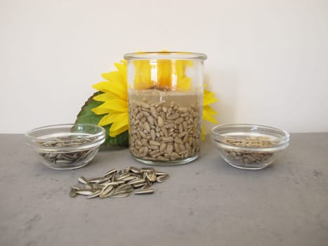 Soaked sunflower seeds, seeds from sunflowers in water