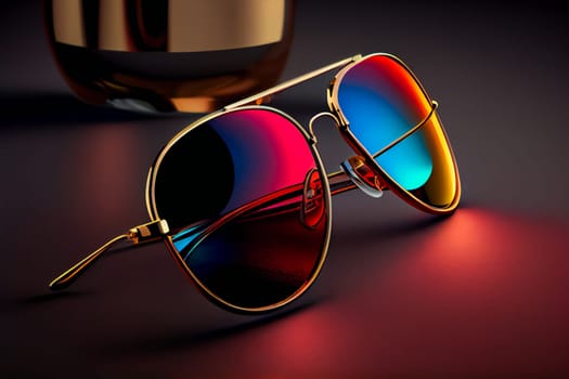 Close-Up Of Sunglasses On Table.  Stylish sunglasses.  Generative AI.