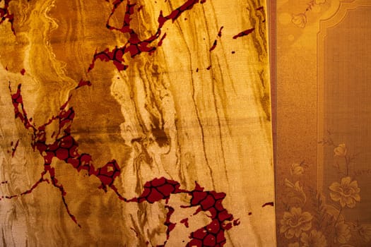Golden carpets abstract texture background. wall or flooring mat interior concepts
