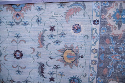Detail of a traditional Turkish carpet in Istanbul, texture background