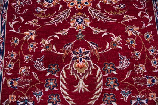 Detail of a traditional Turkish carpet in Istanbul, texture background