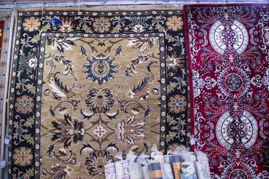 Carpets on sale in a shop in the old city of Jerusalem