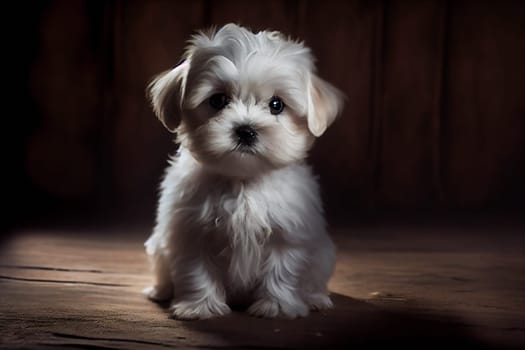 Cute Maltese Dog Enjoying Time on Comfortable Sofa. Generative AI
