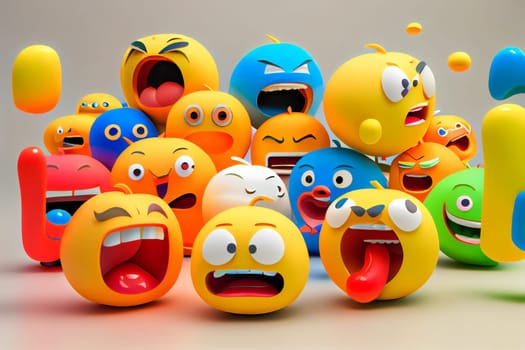 Emoji emoticon character background collection.  Generative AI.