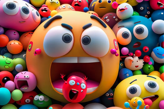 Emoji emoticon character background collection.  Generative AI.