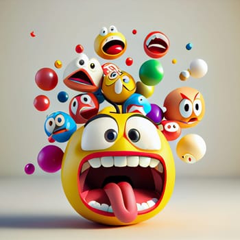 Emoji emoticon character background collection.  Generative AI.