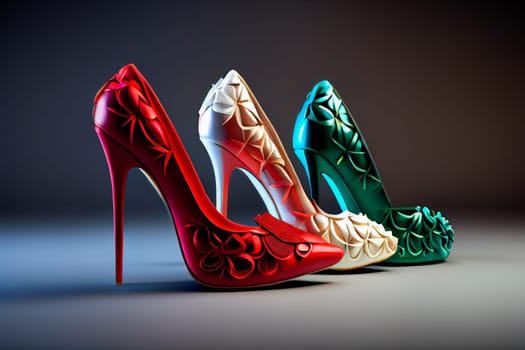 Fashionable High Heels. Fashion women's shoes. Shopping concept.  Generative AI.