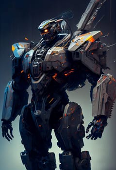 Futuristic Robot Soldier.  Military robot.  Generative AI.