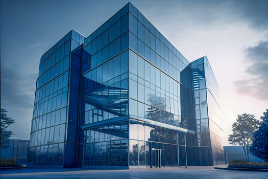 Modern glass commercial building.  Generative AI.