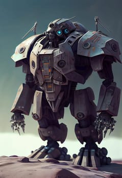 Futuristic Robot Soldier.  Military robot.  Generative AI.