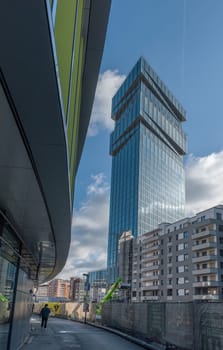 the new high-rise Spin Tower, Frankfurt, Germany