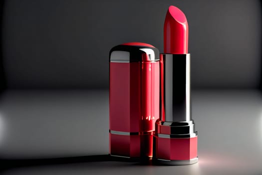 Red lipstick on  table.  Generative AI.