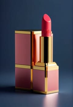 Red lipstick on  table.  Generative AI.