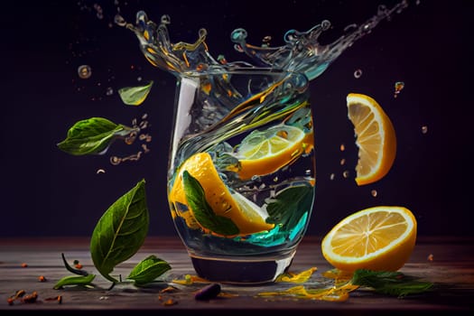 Refreshing Glass of Lemonade.  Generative AI.