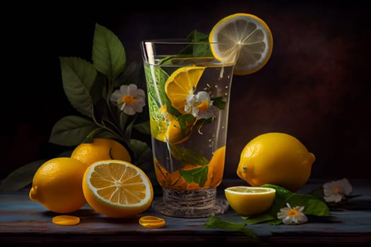 Refreshing Glass of Lemonade.  Generative AI.