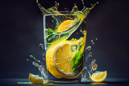 Refreshing Glass of Lemonade.  Generative AI.