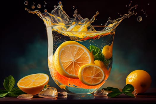 Refreshing Glass of Lemonade.  Generative AI.