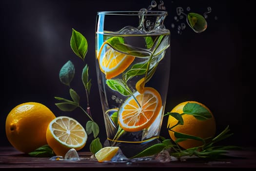 Refreshing Glass of Lemonade.  Generative AI.