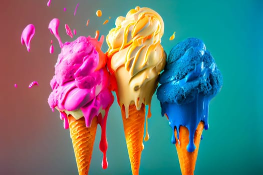 Various of ice cream.  Generative AI.