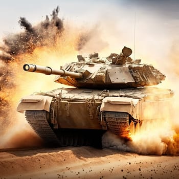 Modern Main Battle tank created with Generative AI technology.